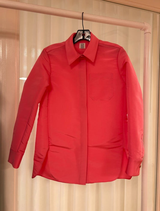 Classic Button Down in Ultrafine Silk Faille Bubble Gum