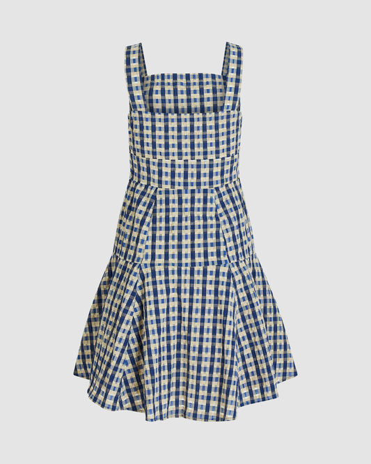 Skater Dress in Seersucker Check