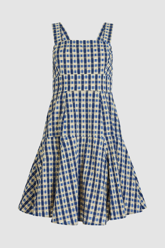 Skater Dress in Seersucker Check