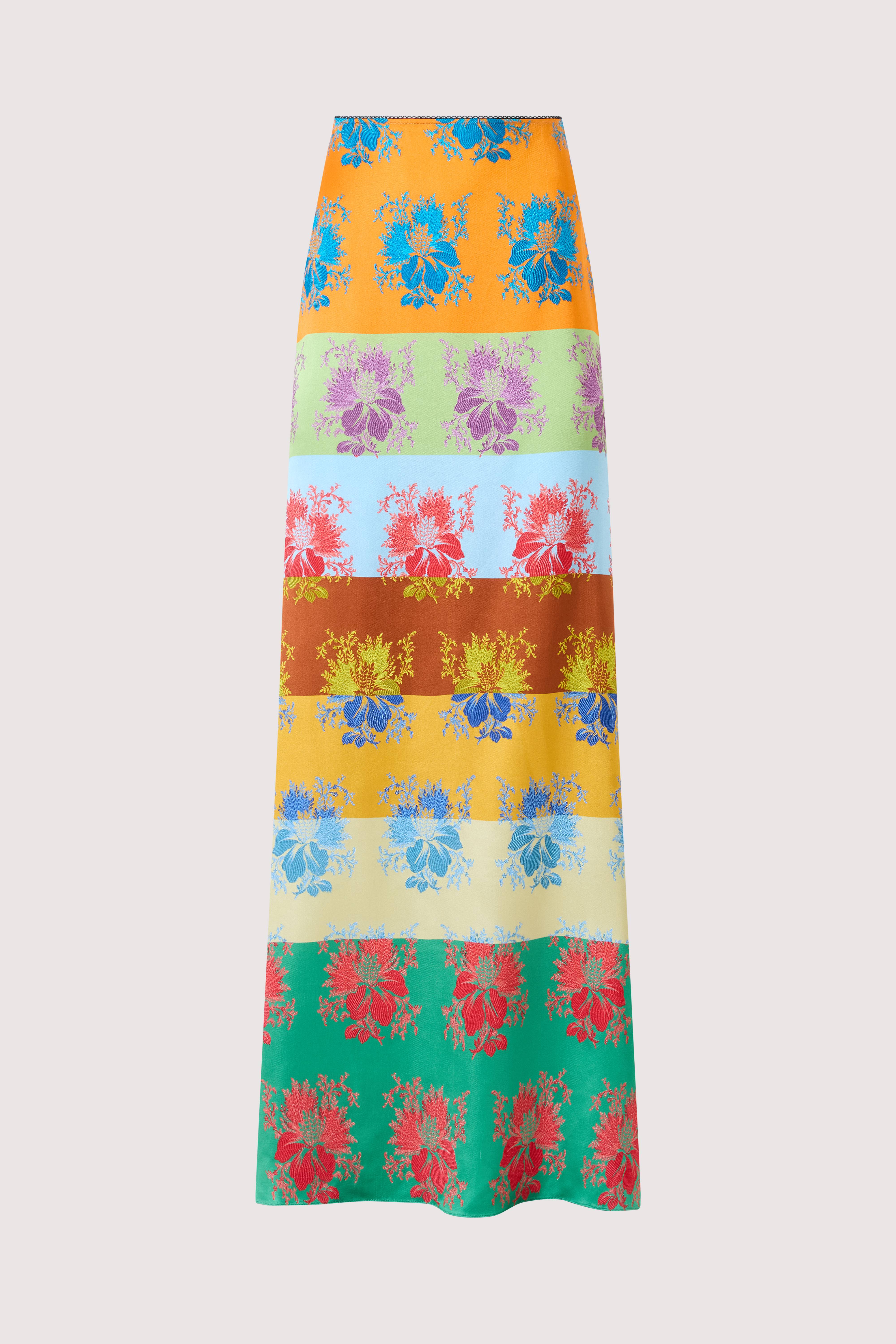 Slippery When Wet Skirt in Hibiscus Jacquard Silk Stripe – Rosie