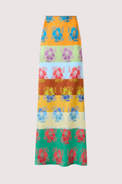 Slippery When Wet Skirt in Hibiscus Jacquard Silk Stripe