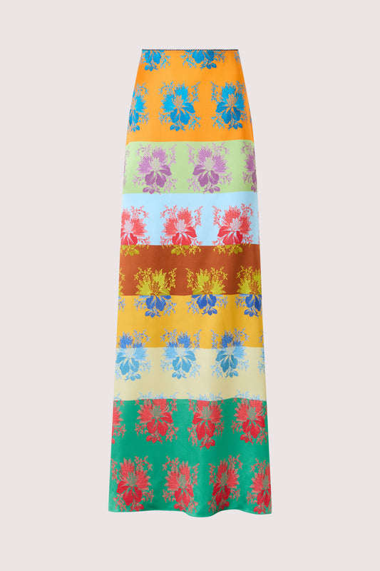 Slippery When Wet Skirt in Hibiscus Jacquard Silk Stripe