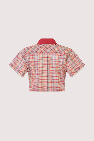 Tailored Tie Me Up, Tie Me Button Down in Ombre Plaid Silk Taffeta