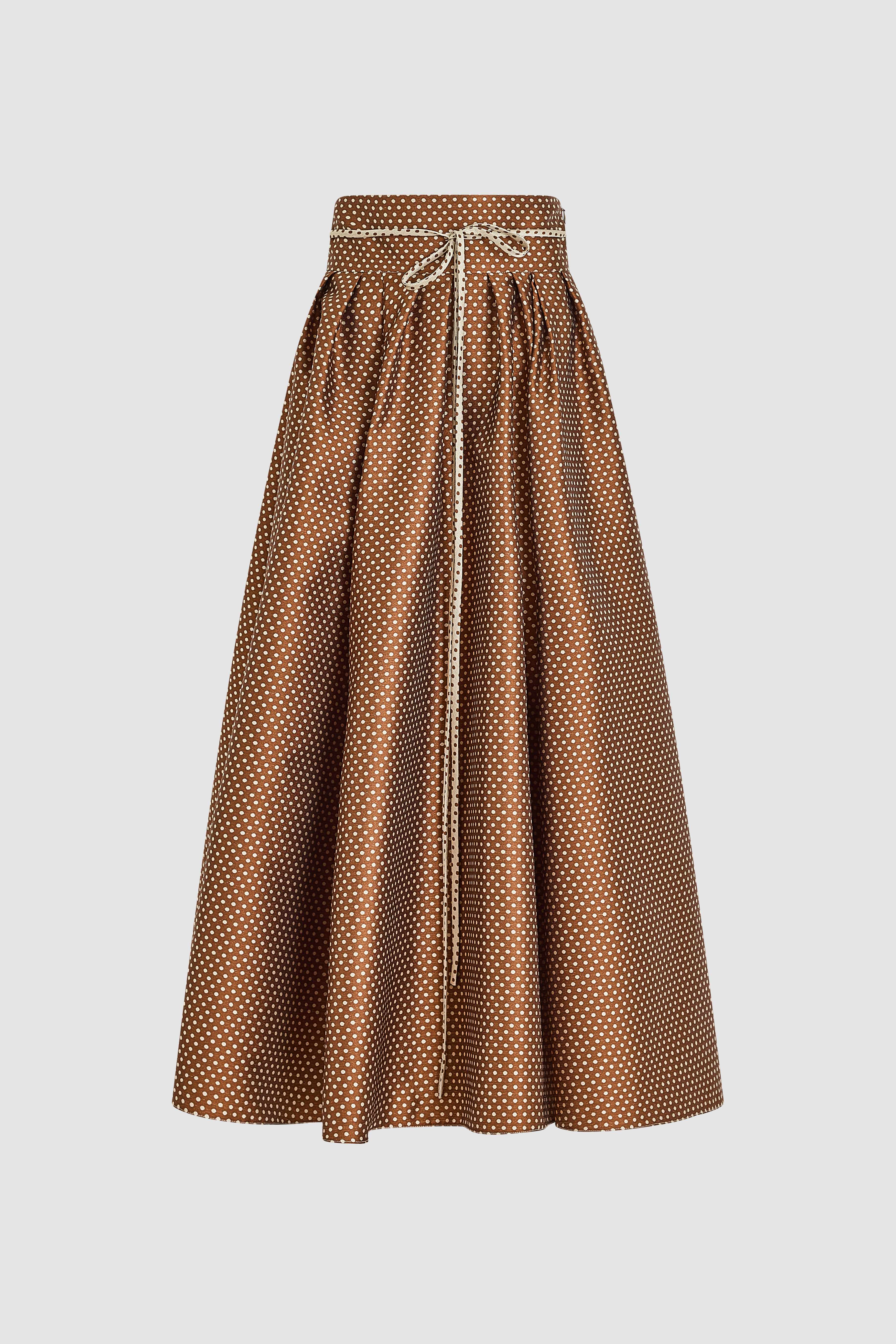 Tie Full Pleated Skirt in Dot Jacquard Mikado – Rosie Assoulin