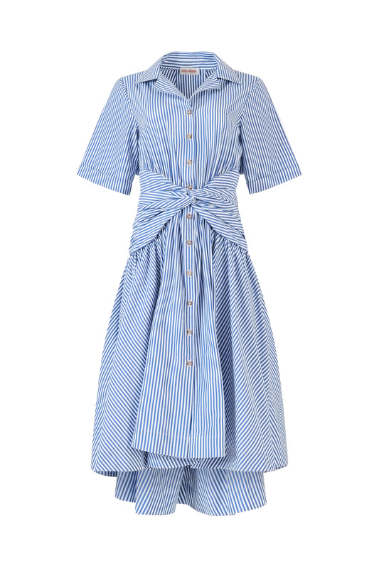 Rosie Assoulin Women's Stripe Tie Shirtdress - Blue Stripe - Size 10 Rosie Assoulin Women's Stripe Tie Shirtdress - Blue Stripe - Size 10