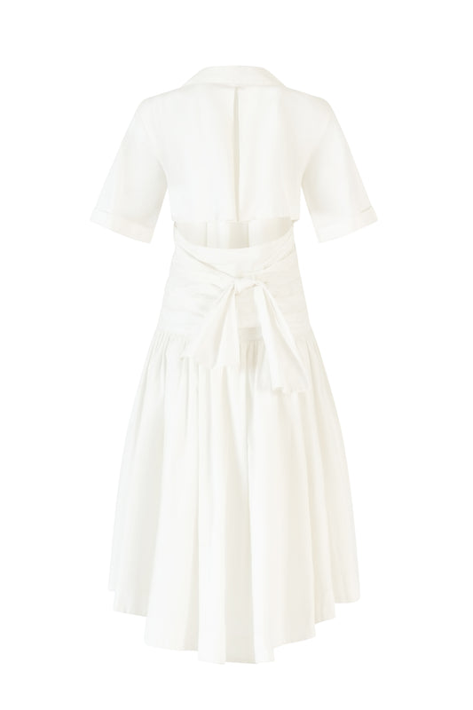 Tie Shirt Dress in Cotton Poplin