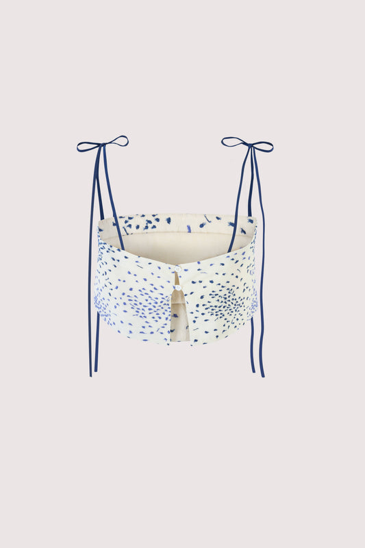 Tie Easy Bandeau in Raindrops on Roses Embroidered Cotton