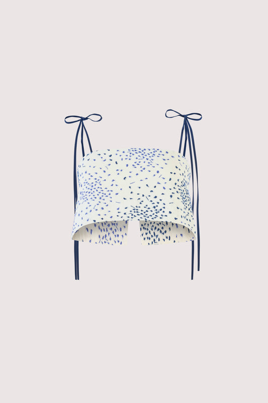Tie Easy Bandeau in Raindrops on Roses Embroidered Cotton
