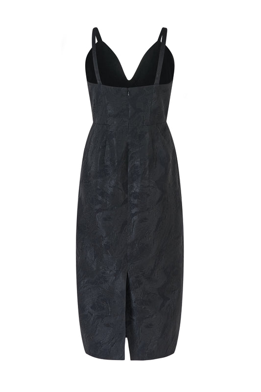 Tulip Waist Dress in Textured Jacquard