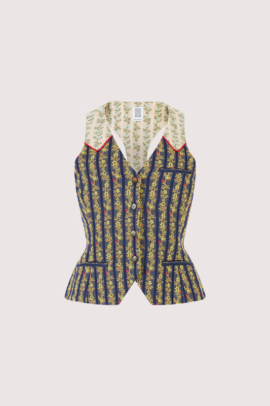 Vestement Piece Vest in English Floral Jacquard