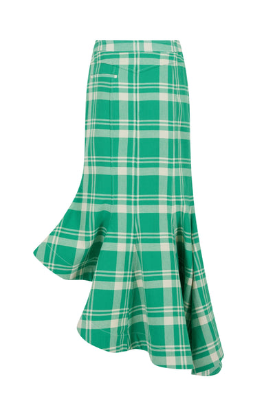 Wave Skirt in Woven Cotton Plaid