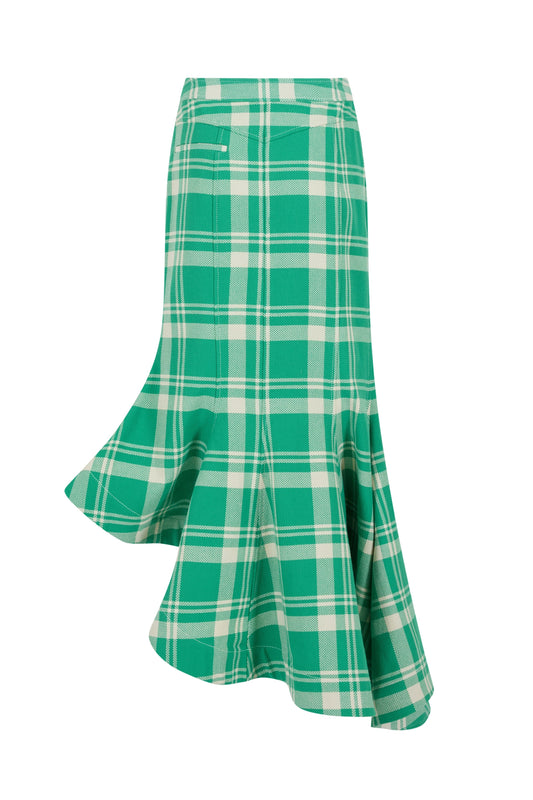 Wave Skirt in Woven Cotton Plaid