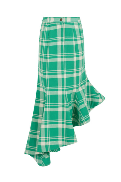 Wave Skirt in Woven Cotton Plaid