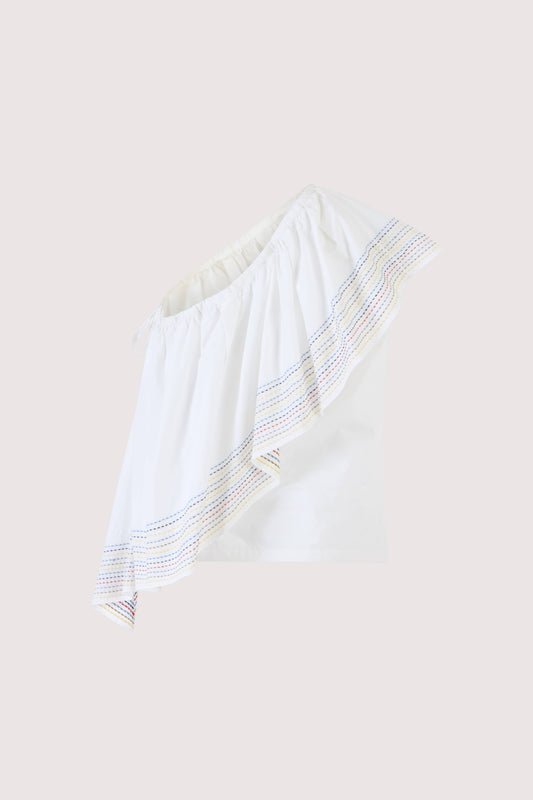 Wedge Top in Trapunto Cotton