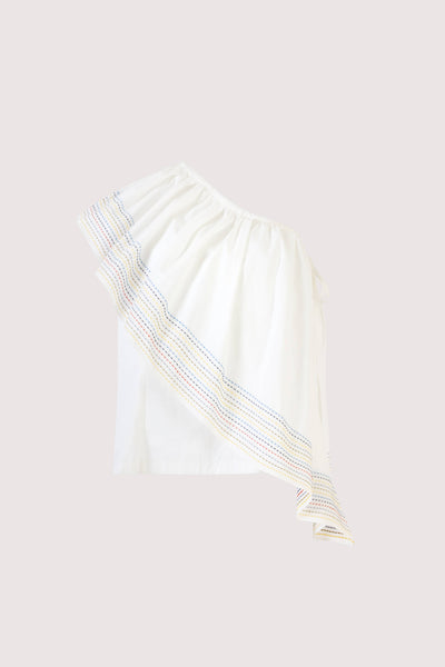 Wedge Top in Trapunto Cotton