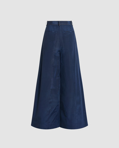 Wide Leg Pleat Pleat Pants in Ridged Moire