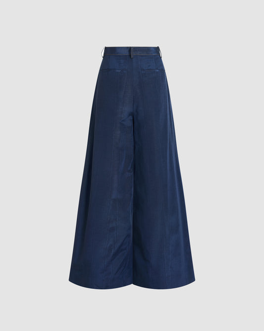 Wide Leg Pleat Pleat Pants in Ridged Moire