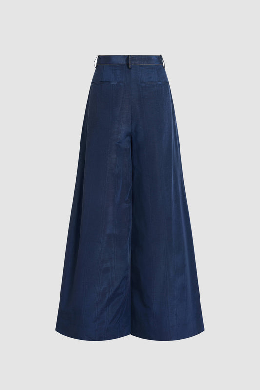 Wide Leg Pleat Pleat Pants in Ridged Moire