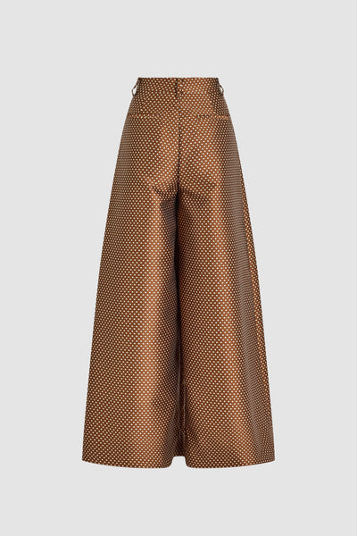 Wide Leg Pleat Pleat Pants in Dot Jacquard Mikado