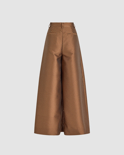 Wide Leg Pleat Pleat Pants in Dot Jacquard Mikado