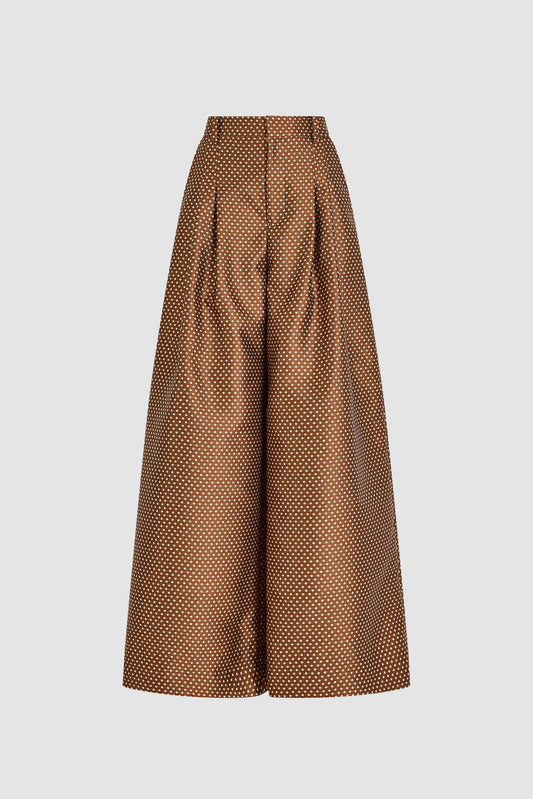 Wide Leg Pleat Pleat Pants in Dot Jacquard Mikado