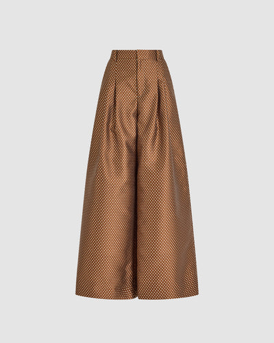 Wide Leg Pleat Pleat Pants in Dot Jacquard Mikado