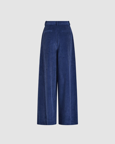 Wide Leg Pleat Pleat Pants in Wide Wale Corduroy