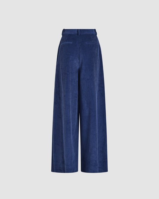 Wide Leg Pleat Pleat Pants in Wide Wale Corduroy
