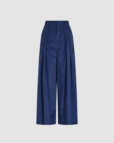 Wide Leg Pleat Pleat Pants in Wide Wale Corduroy