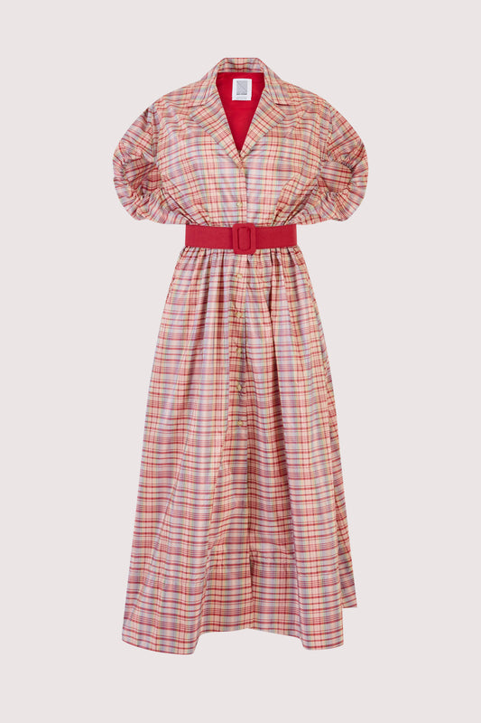 Wind at Your Back Dress in Ombre Plaid Silk Taffeta