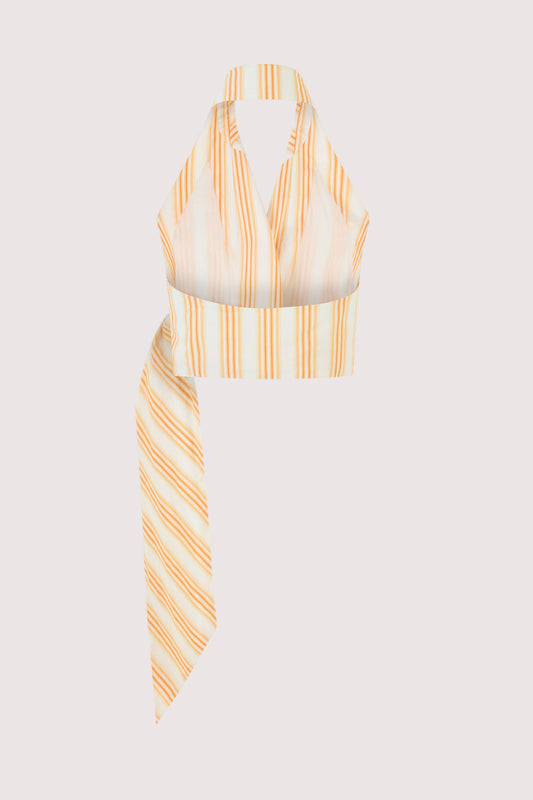 Wrapped Up Halter Top in Men's Shirting
