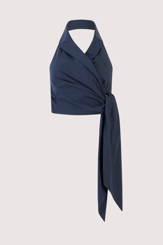 Wrapped Up Halter Top in Cotton Taffeta