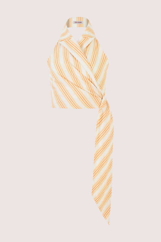 Wrapped Up Halter Top in Men's Shirting