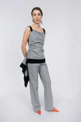 Side Ponytail Top in Crosshatch Wool