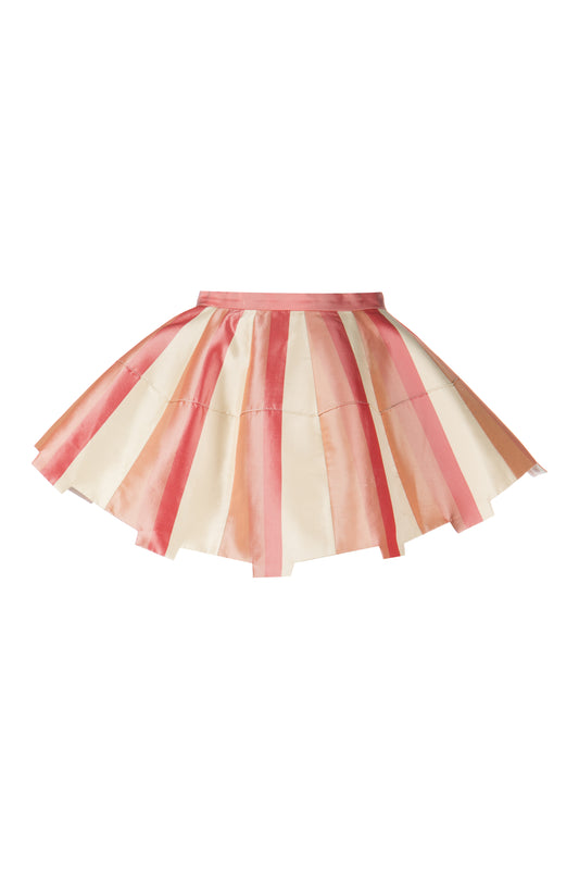 Awning Flared Mini Skirt - Red & Pink Stripe