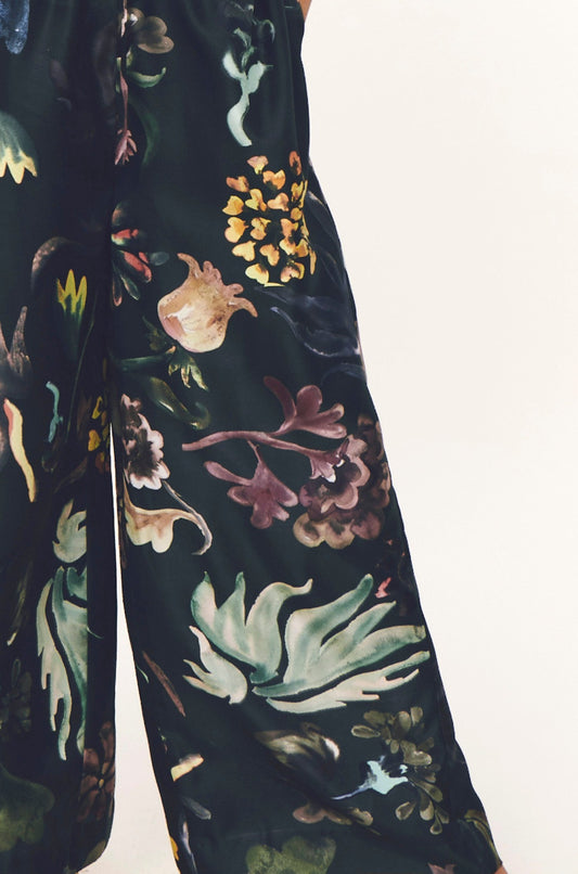 Drawstring Pants - Dark Floral