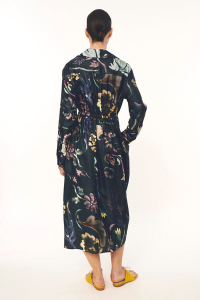 PJ Button Down Dress - Dark Floral
