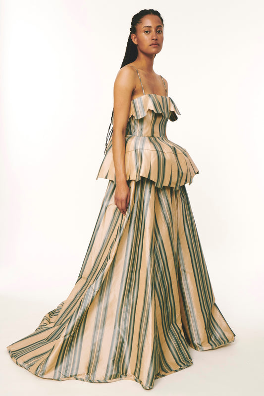 Awning Gown - Blue Stripe