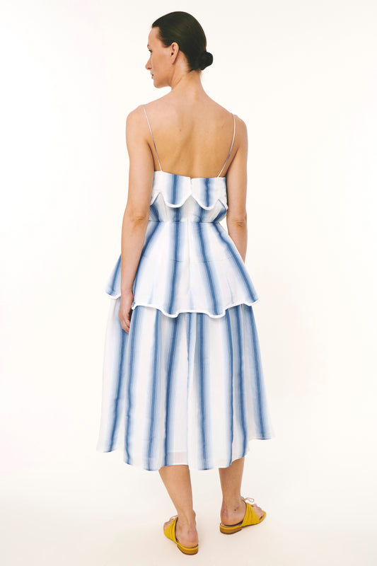 Awning Midi Flared Dress - Blue Ombré