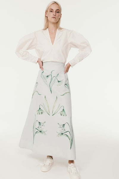 Fitted High Waisted A-Line Skirt - Icey Blue