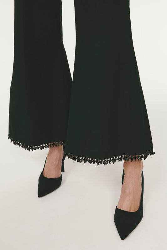 Cropped Flare Trouser - Black