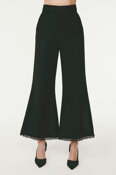 Cropped Flare Trouser - Black