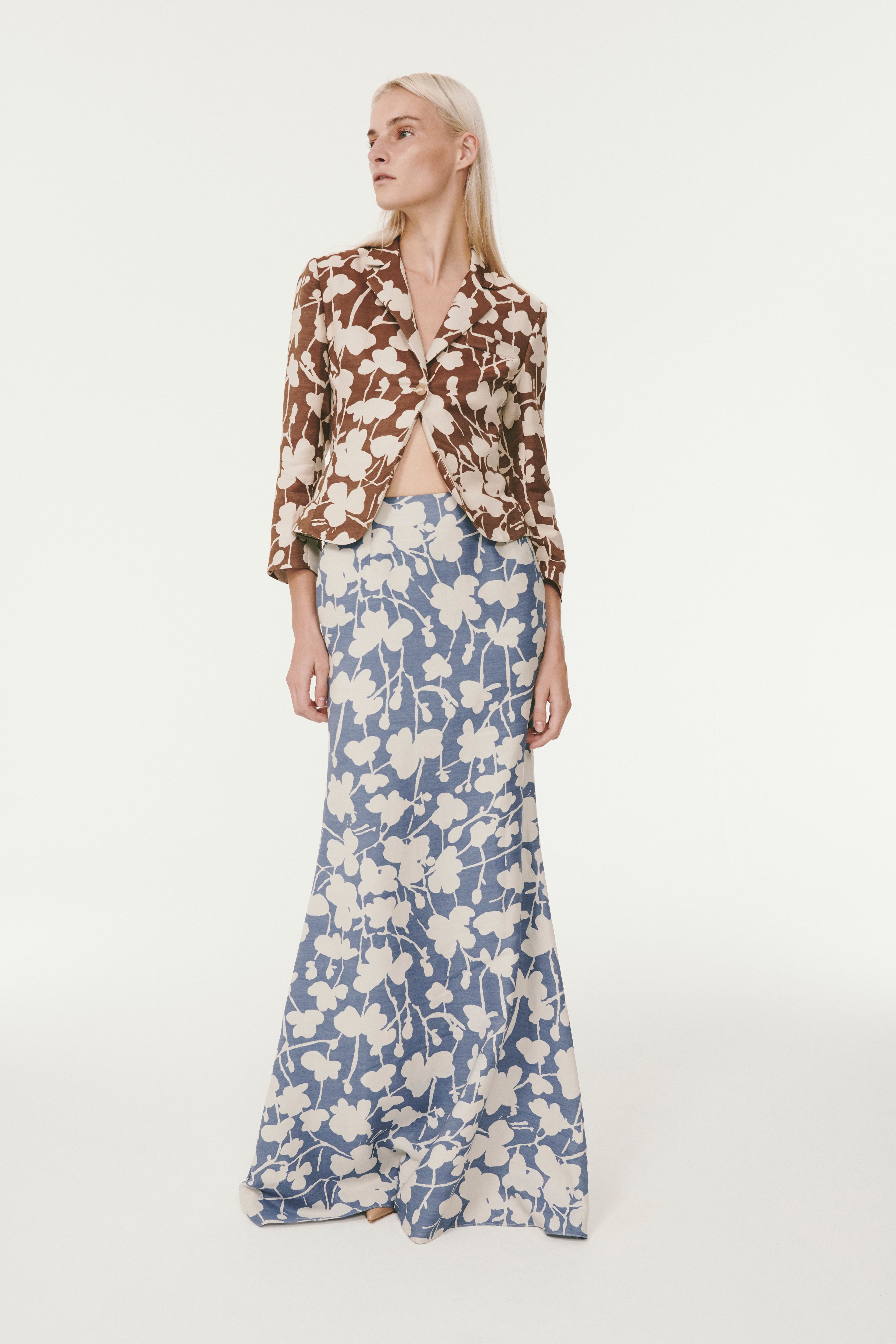 Floral Flared Skirt - Blue