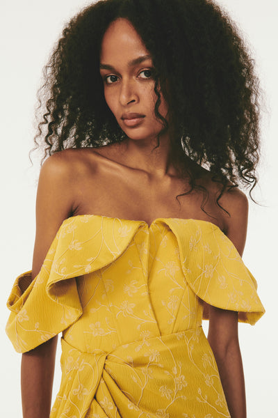 Flap Around Off the Shoulder Dress - Yellow