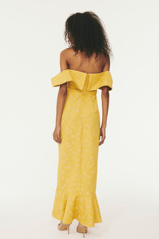 Flap Around Off the Shoulder Dress - Yellow