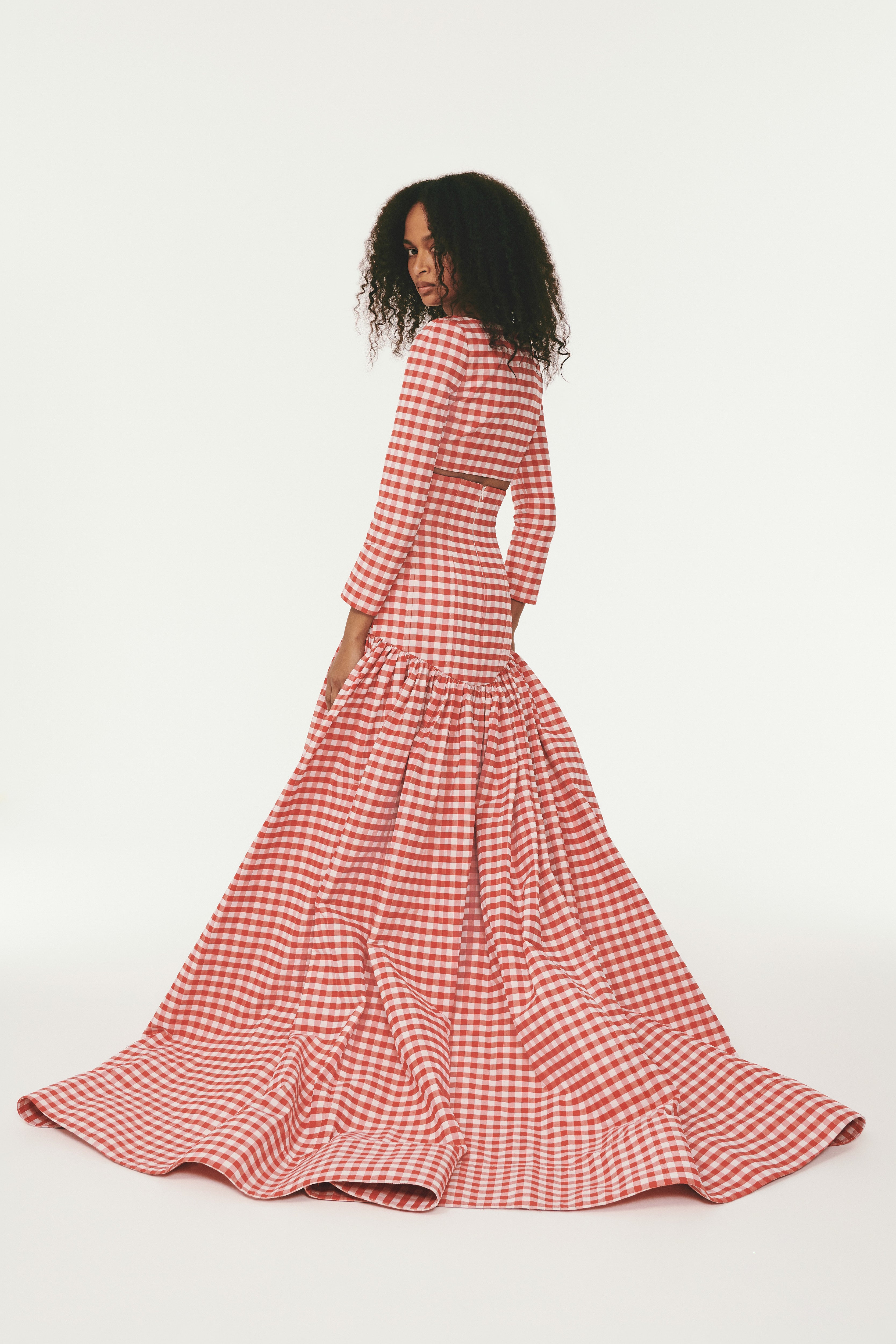 High Waisted Volume Skirt - Red Gingham