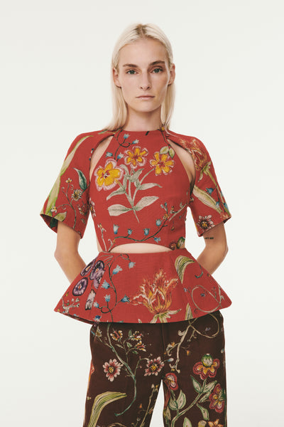 Editor Top - Red Floral Print