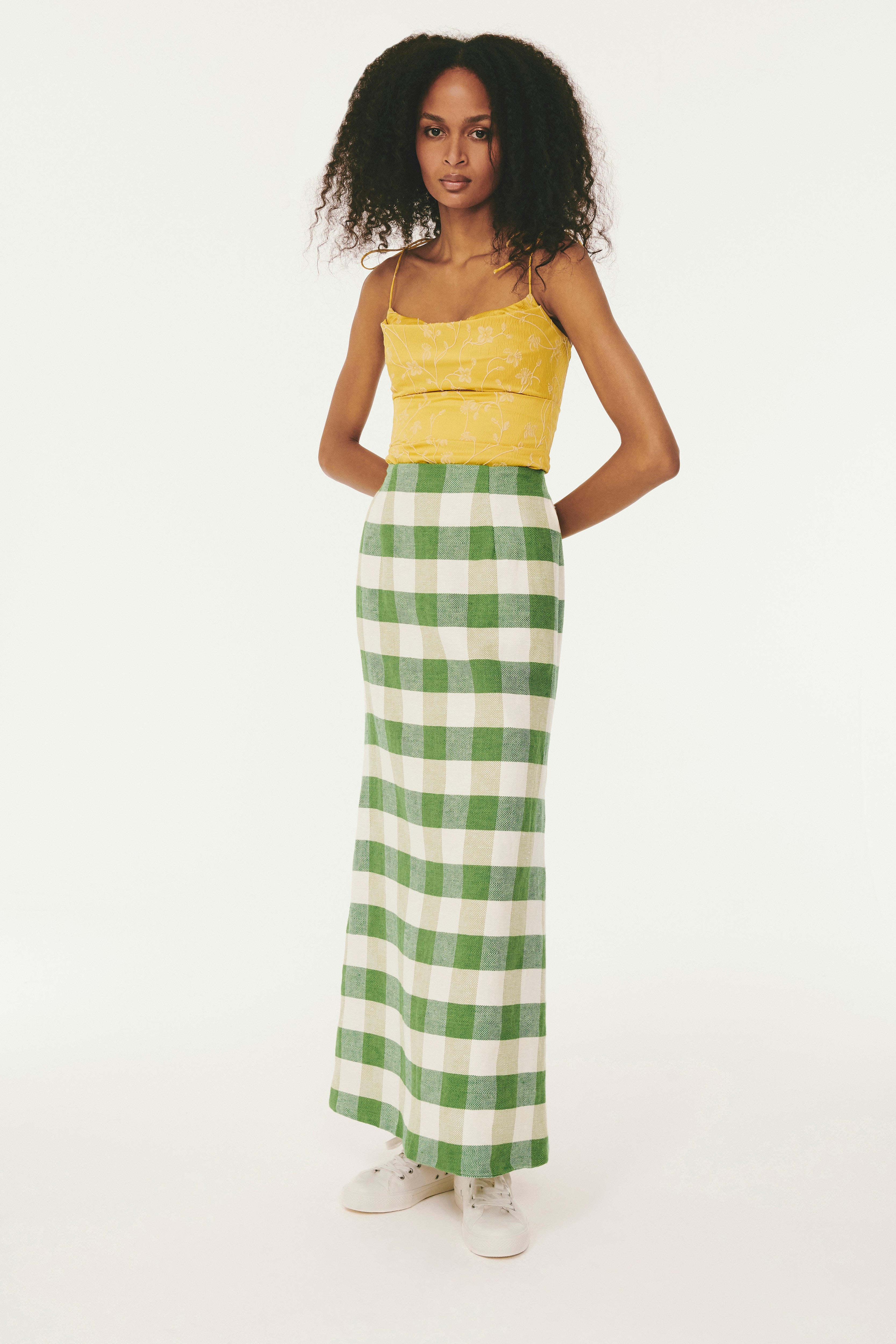 Check Flared Pencil Skirt - Light Green Plaid – Rosie Assoulin