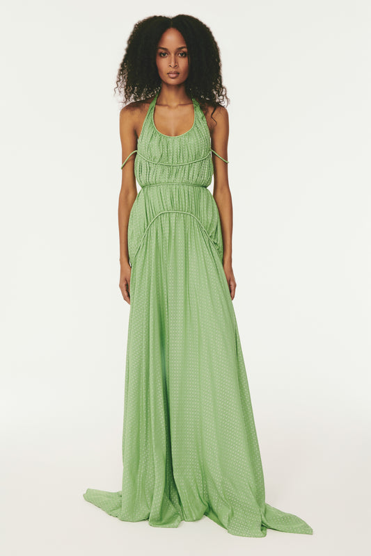 Leaf & Stem Dress - Light Green Print