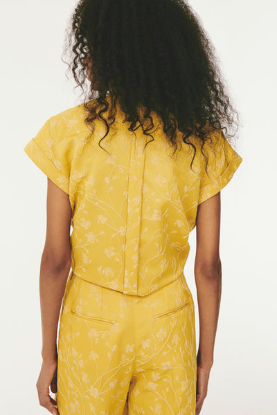 Tailored Tie Me Up, Tie Me Button Down Short Sleeve - Yellow